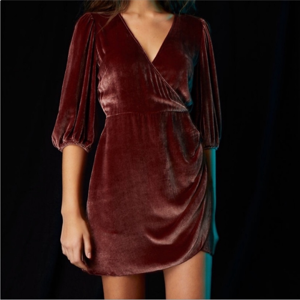 Aritzia Wilfred Lyric Velvet Dress Size Small Forest Green Holidays